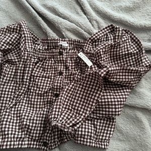 Madewell Square Neck puff sleeve crop